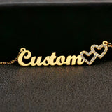 Personalized Name Necklace with Diamond Heart Stainless Steel for Women