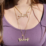 Diamond Letter Pendant Necklace for Women Personalized Stainless Steel Chain
