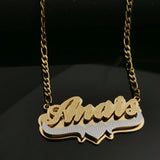 3D Double Name Necklace with Heart & Chain