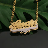 3D Double Name Necklace with Heart & Chain