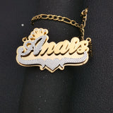 Heart Crown Name Necklace, Silver Stainless Steel Chain Women Jewelry