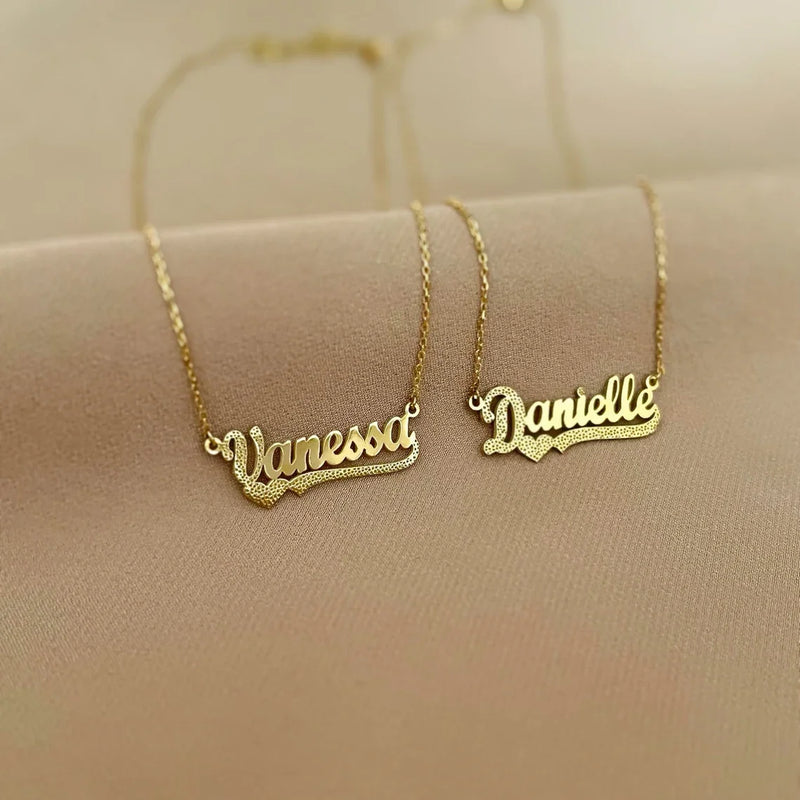 Name Necklace with Heart Pendant Personalized Stainless Steel Necklace