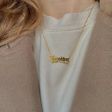 Heart Pendant Name Necklace for Women Stainless Steel Letters Jewelry Girls