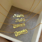 Heart Pendant Name Necklace for Women Stainless Steel Letters Jewelry Girls
