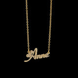 Zircon Bling Letter Pendant Name Necklace Stainless Steel Tiny Chain