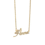 Zircon Bling Letter Pendant Name Necklace Stainless Steel Tiny Chain