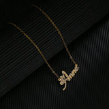 Zircon Bling Letter Pendant Name Necklace Stainless Steel Tiny Chain