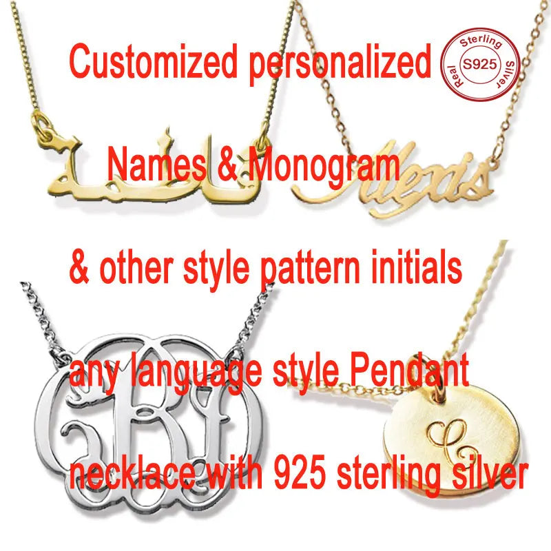 Personalized Name Necklace 925-Silver Stainless Steel Any Letters Arabic Women