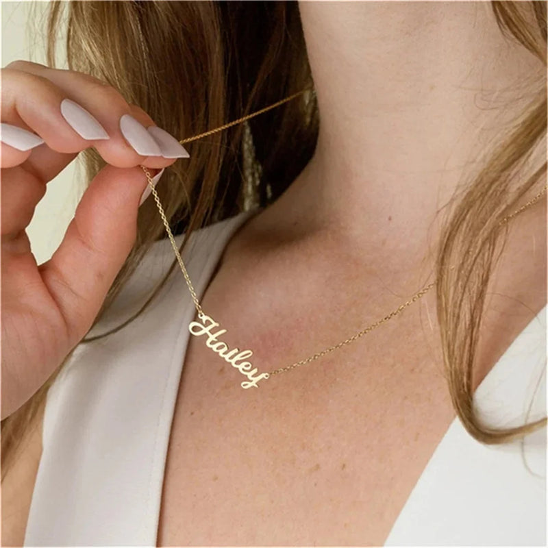 Custom Name Necklace for Women, Stainless Steel Personalized Jewelry