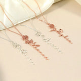 Personalized Birth Month Flower Name Necklace for Women