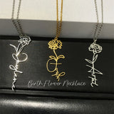 Personalized Birth Month Flower Name Necklace for Women