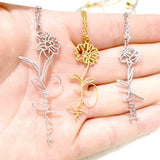 Personalized Birth Month Flower Name Necklace for Women