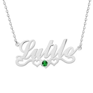 Personalized Name Necklace with Birthstone for Women