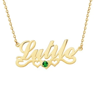 Personalized Name Necklace with Birthstone for Women