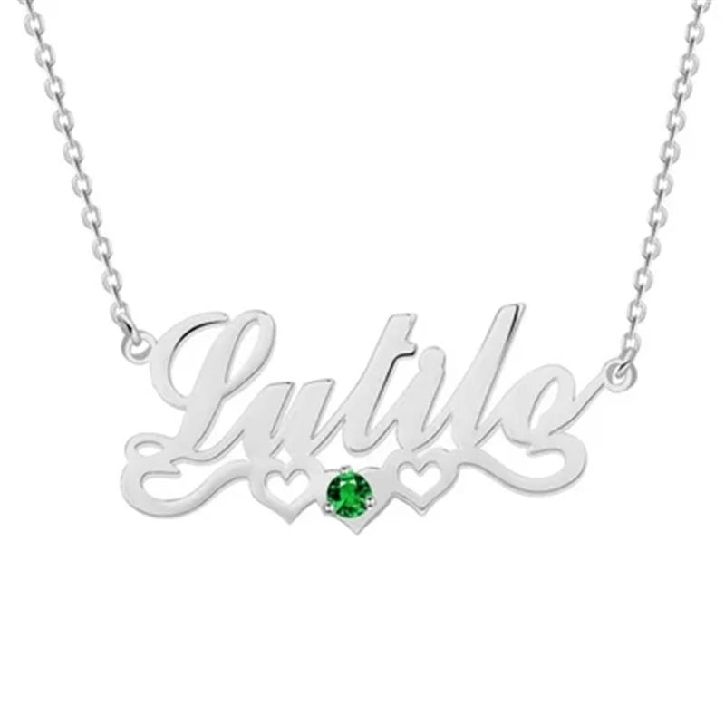 Personalized Name Necklace with Birthstone for Women