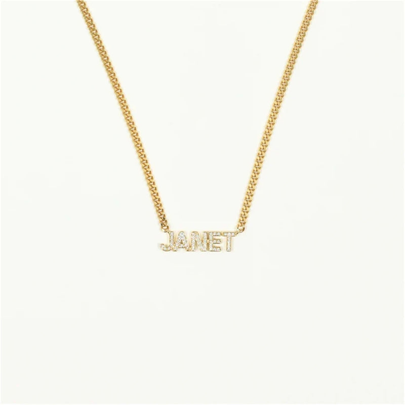 Personalised Diamond Letter Necklace Stainless Steel Pendant