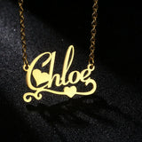 Personalized Heart Name Necklace Stainless Steel Pendant
