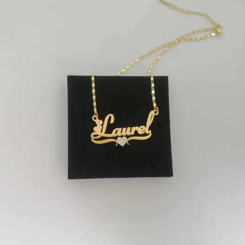 Personalized Name Necklace with Heart - Bling Jewelry for Women Men