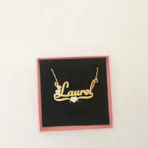 Personalized Name Necklace with Heart - Bling Jewelry for Women Men