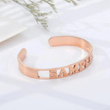 Custom Engraved Open Bangle Bracelet with Ler Jewelry for Women - Birthday Gift