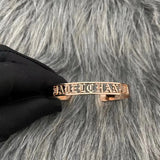 Custom Engraved Open Bangle Bracelet with Ler Jewelry for Women - Birthday Gift