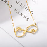 Custom Paw Infinity Necklace Stainless Steel Choker Pendant Chain
