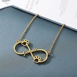 Custom Paw Infinity Necklace Stainless Steel Choker Pendant Chain
