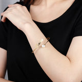 Personalized Pearl Bangle Name Bracelet Stainless Steel Adjustable