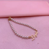 Pearl Name Bracelet Stainless Steel Chain Adjustable Charm Jewelry