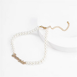 Personalized Stainless Steel Name Pendant Pearl Necklace Choker Gift
