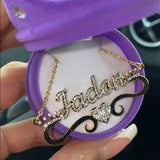 Personalized Crown Diamond Choker Necklace - Custom Name Pendant