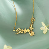 Name Pendant Necklace for Women Colour Personalized with Flower