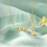 Name Pendant Necklace for Women Colour Personalized with Flower