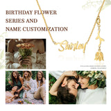 Name Pendant Necklace for Women Colour Personalized with Flower