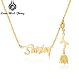 Name Pendant Necklace for Women Colour Personalized with Flower