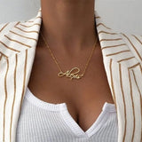 Name Pendants Necklaces Stainless Steel Personalized Cursive First Name Choker
