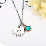 Personalized Birthstone Necklace Engraving Date Stainless Steel Jewelry