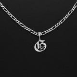 Initial Old English Letter Pendant Necklace Stainless Steel Chain Jewelry