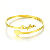 Personalized Heart Open Bangles Stainless Steel Women&rsquo;s Jewelry