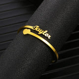 Personalized Heart Open Bangles Stainless Steel Women&rsquo;s Jewelry