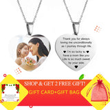Name Photo Heart Necklace Personalized Nameplate Silver Necklaces for Women