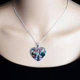 Name Photo Heart Necklace Personalized Nameplate Silver Necklaces for Women