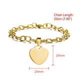 Personalized Heart Bracelet Stainless Steel Charm Jewelry