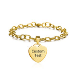 Personalized Heart Bracelet Stainless Steel Charm Jewelry