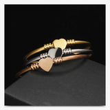 Heart Charm Bracelet Stainless Steel Adjustable Cuff Wristband
