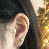 Custom Name Stud Earrings Stainless Steel Personalized Jewelry Gift