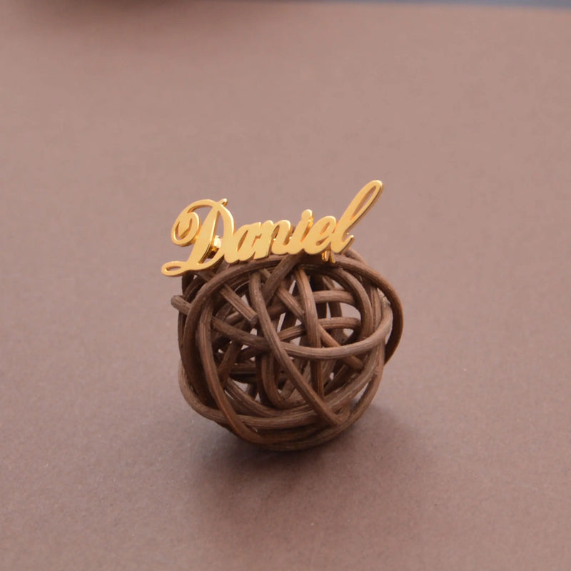 Personalized Name Brooch-Gold Plated Metal Brooch