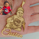 Custom Name Pendent Carved Photo Necklace for Kids