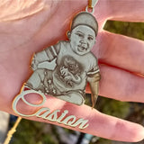 Custom Name Pendent Carved Photo Necklace for Kids