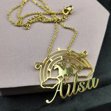 Personalized Unicorn Necklace Rainbow Pendant Child Jewelry